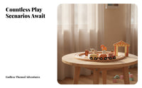 Wooden Railway Set Wood Finish Children's Plaything Decorative for Kids