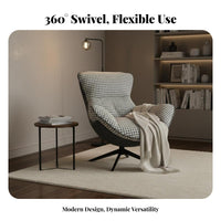Ergonomic Design Modern Single Sofa Chair High-Density Foam Padding Single Sofa Reading Chair Easy Clean Swivel Armchair Ottoman Set Carbon Steel Frame for Readers, Homeowners, Adults, Living Room, Balcony, Bedroom