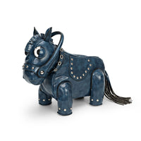 3D Design Horse-Shaped Bag Black Edge Piping Novelty Horse Handbag Adjustable Strap Novelty Shoulder Bag Studded