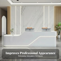 Modern Reception Desk Easy to Clean Modern Front Desk Stain Resistant LED Front Counter for Receptionists, Salon Owners, Shop, Lobby, Company Entrance