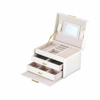 Soft Velvet Interior Jewelry Storage Box with Drawers Lockable 3 Layer Jewelry Box Built-in Mirror Waterproof for Women, Girls, Bedroom, Travel