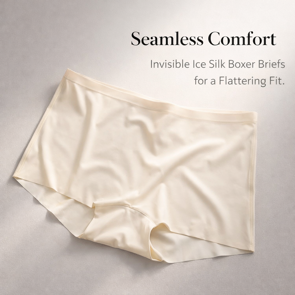 Women's Ice Silk Breathable Boyshort Underwear, Anti-Chafing Active Wear for Summer with Gusset, Mid-Rise Thin Knickers