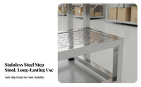 Rust-Resistant Stainless Steel Step Ladder Anti-Skid Foot Pads Warehouse Picking Steps Long-Lasting Multi-Step Platform Stool Heavy Duty for Homeowners, Shopkeepers, Storeroom, Kitchen, Office, Garage