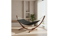 Hammock Chair with Stand Freestanding Hanging Chair with Stand Wooden Hanging Lounger with Frame for Adults, Balcony, Garden, Backyard