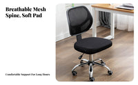 Height Adjustable Armless Caster Chair space-saving Design Armless Rolling Chair Minimalist design rotating Seat Mobile Casters for Children, Students, Small Spaces, Study Room, Bedroom