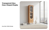 Nordic & design Hutch with Glass Doors Japanese Inspired display cabinet Minimalist Design Display Cabinet for Book Lovers, Interior Decorators, Collectors, Study Room, Home Office