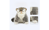 Pallas's Cat Stuffed Soft Stuffed Cat with Fuzzy Tail Toy Cute Seated for Collectors, Nursery, Desk