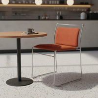 Mid-Century-Century Modern Upholstered Sled Base Chair Soft Padded Backrest Bauhaus Design Dining Chair Seating Furniture for Cafe