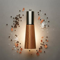 Ergonomic Shape Wooden Sodium Chloride and Pepper Grinder Set Modern Design Acacia Wood Grinder Set for Restaurant