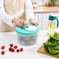 Salad Dryer, Vegetable Washer Dryer with Crank Handle, Food-Grade Synthetic Material Greens & Fruit Washer, Removable Perforated Basket