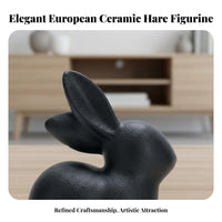 2 Pieces White Hare Ornament European Design Easter Bunny Ornament Creative Design Ceramic Hare Figurine for Collectors, TV Cabinet, Office Desk