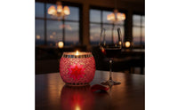 Mosaic Glass Candle Holder Romantic Atmosphere Colorful Mosaic Candle Jar Great Gift Idea Snowflake Pattern Votive for Candlelight Dinner, Restaurant
