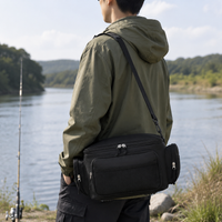 Fishing Bag for Carp Anglers, Oxford Fishing Bag 31x24x18cm with Shoulder Strap, Fishing Tackle Bag for Overnight Trips, Multifunctional Fishing Bag