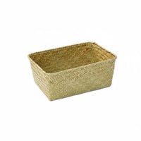 Rectangular Seagrass Basket Sturdy Woven Container Reinforced Frame for Students