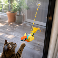 Interactive Hanging Cat Toy with Suction Cup, Sounding Bird/Mouse Design, Catnip Infused, Durable Chew Toy for Indoor Cats