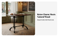 Vintage Design Cafe Table Sturdy Construction Solid Wood Eatery Table Wear Resistant Tabletop Home Furniture for Homeowners, Dessert Shop, Small Areas