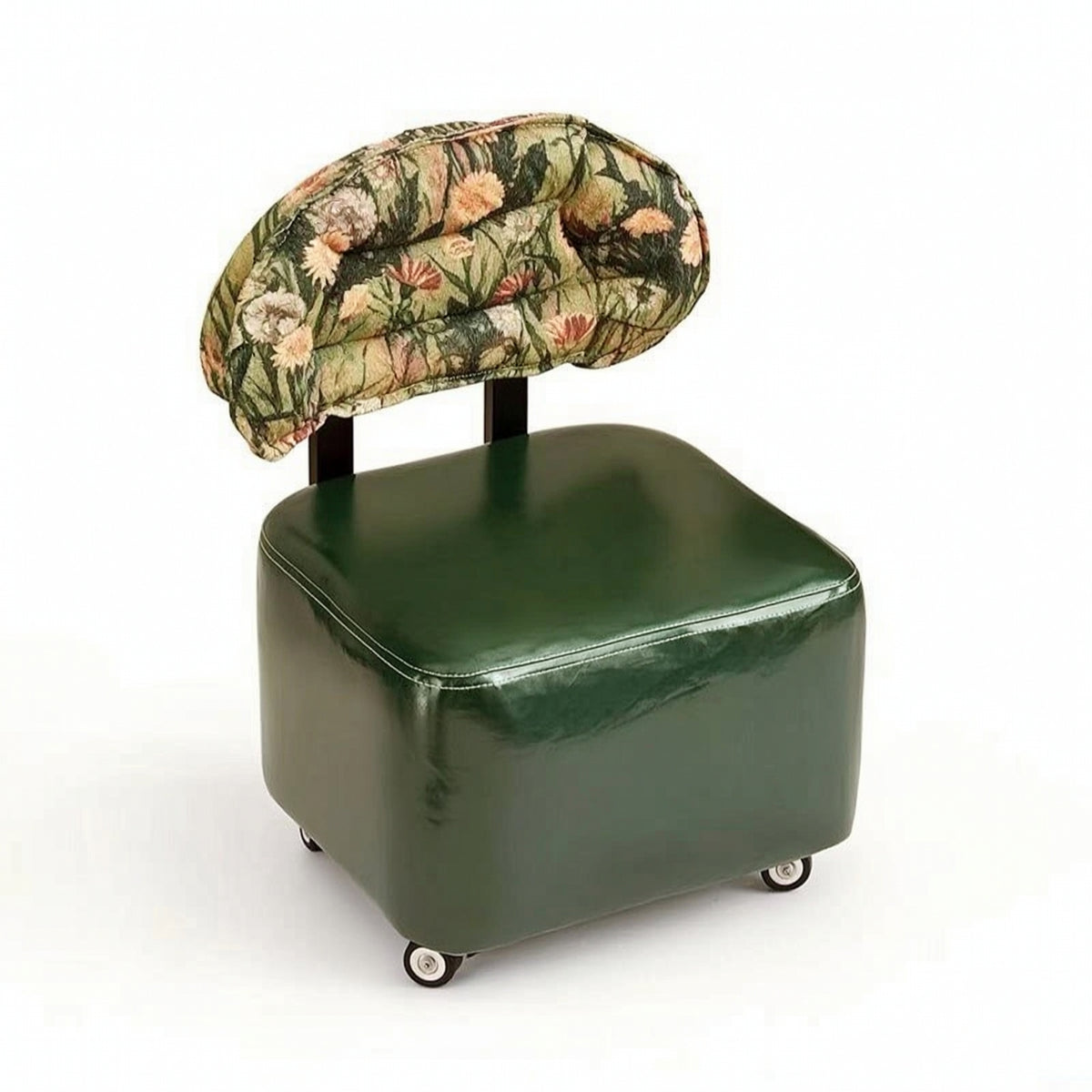 Rolling Stool with Backrest Mobile Low Stool with Wheels Ergonomic Swivel Chair for Bedroom