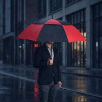 Windproof Umbrella with Curved Handle Straight-Shaft Vented Umbrella Long-Lasting Comfortable for Commuters, Golf, Travel