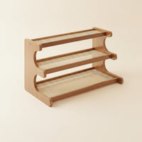 Wood-Grain Tabletop Storage Shelf Open-Structure Desk Shelf with Rattan Space-Saving Desktop Bookshelf Compact for Sideboard, Tea Corner