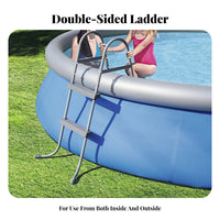 Double-Sided Pool Ladder Heavy Duty Double Sided Steel Ladder Weather Resistant Removable Pool Entry Steps for Kids, Adults, Backyard, Outdoor, Garden