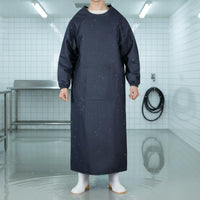 Hard-Wearing Long Sleeve Denim Apron Stain-Resistant Denim Work Gown Dustproof Reversible Wear Work Coat Large Pocket for Welders, Warehouse Workers, Mechanics, Workshop, Garage