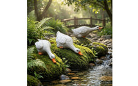 3 Pieces Decorative Goose Figurines White Goose Garden Statues Yard Ornament Realistic Orange Beak for Pond