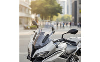 Aerodynamic Motorcycle Windscreen with Clamp Universal Adjustable Windshield Stable Wind Deflector with Clamp-on Clamp Long-Lasting for Motorcyclists, Commuters, Highway Riding, Touring