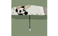 Floral Panda Print Umbrella Folding Chinese Style Umbrella Printed Rain Gear