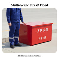 Firefighting Sand Box Cold-Rolled Steel Construction Emergency Sand Container Sturdy Red Metal Fire Box for Officers, Gas Stations, Warehouses