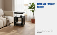 Modern Sofa Side Table, Square Rolling Storage Cabinet, Multi-Functional Coffee Table for Living Room, Bedroom Nightstand