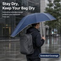 Pongee Compact Umbrella Windproof Strong, Mini Travel Umbrella for Backpack, UPF 50+ 113 cm, 7 Rib Aluminum Frame, 600 g