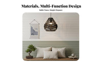 Woven Hanging Lampshade Natural Material Handmade Chandelier Shade Boho Hanging Lamp Hollow-Openwork Design Indoor Lighting