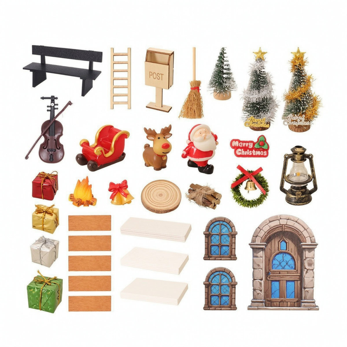 33 Pieces Miniature Scene Accessory Assortment Rustic Miniatures Small