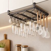 Kitchen Rack Under-Cabinet Storage Rack Gunmetal Gray Tool-Free Under-Hanging Cabinet Stainless Steel