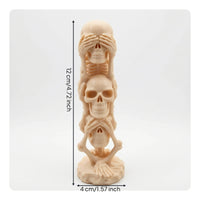 3D-Printed Stacked Skull Sculpture Spooky Skull Sculpture Compact Skeleton Ornament Decorative for Entryway