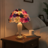Rose Table Lamp Decorative Flower Lamp Lighting Floral Dome-Shaped for Women, Bedroom, Bedside