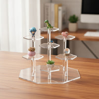 Tiered Hexagonal Display Riser Clear Stepped Display Stand Decorative Showcase Stand Elegant for Collectors, Hobbyists, Retail Counters, Shelves, Desks
