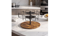 Tumbler Organizer with Wooden Base Countertop Tumbler Holder Rack Stylish Rotating Cup Organizer for Collectors, Kitchen