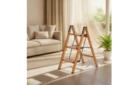 Step Ladder with Wide Pedals Reinforced Folding Step Ladder Compact Space-Saving for Homeowners, Kitchen, Pantry