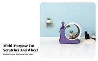 Built-in scrapeing Pad Cat jogning Wheel Quiet Operation Feline Treadmill Promotes Exercise pet Furniture Multi-Functional for Owners of Indoor felines, Indoors, Apartment, Home, Living Room