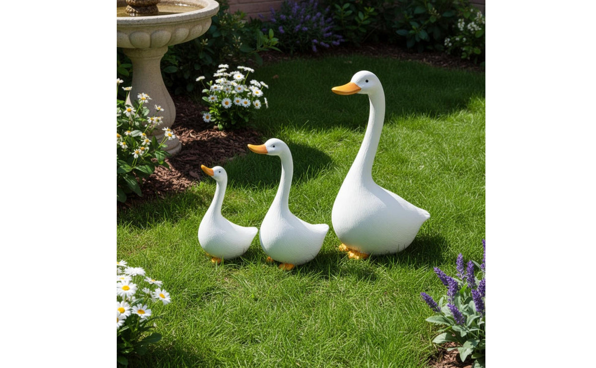 3 Pieces Cartoon Waterfowl Sculpture Cute Resin Waterfowl Decoration