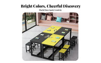 Double Layer Classroom Desk Sturdy Design Children's Art and Craft Table Rounded Corners Kids Table and Chair Set for Students, Playroom, Home