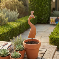 Resin Peacock Garden Stake Hand-Painted Peacock Ornament Feather Texture Bird Stake Decoration Potted Plant Display for Flower Beds, Courtyard
