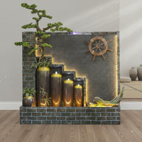 LED Waterfall Panel Water Feature Feng Shui Decor Vertical Water Feature Modern Design Freestanding Waterfall Screen for Hotel Owners, Courtyard