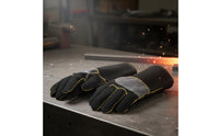Cotton Lined Metalworking Gloves Kevlar Stitched Leather Heat Resistant Gloves Safety Gear for Fireplace