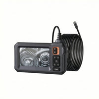 8mm Endoscope Camera with Hard Cable Waterproof Industrial Endoscope with Screen Portable Snake Scope Compact for Mechanics, Plumbers