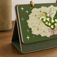 2026 Chinese Style Desk Calendar with Tri-Fold Leather Cover, Monthly Planner & Ornament, Customizable Logo