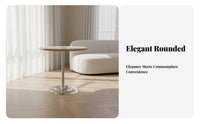 Cream and fashion circular table with Transparent Legs Rounded Edges Living Room Furniture Modern Design Space-Saving Look for Apartment Dwellers, Interior Decorators, Office Managers, Small areas, Lounge Area, Bedroom