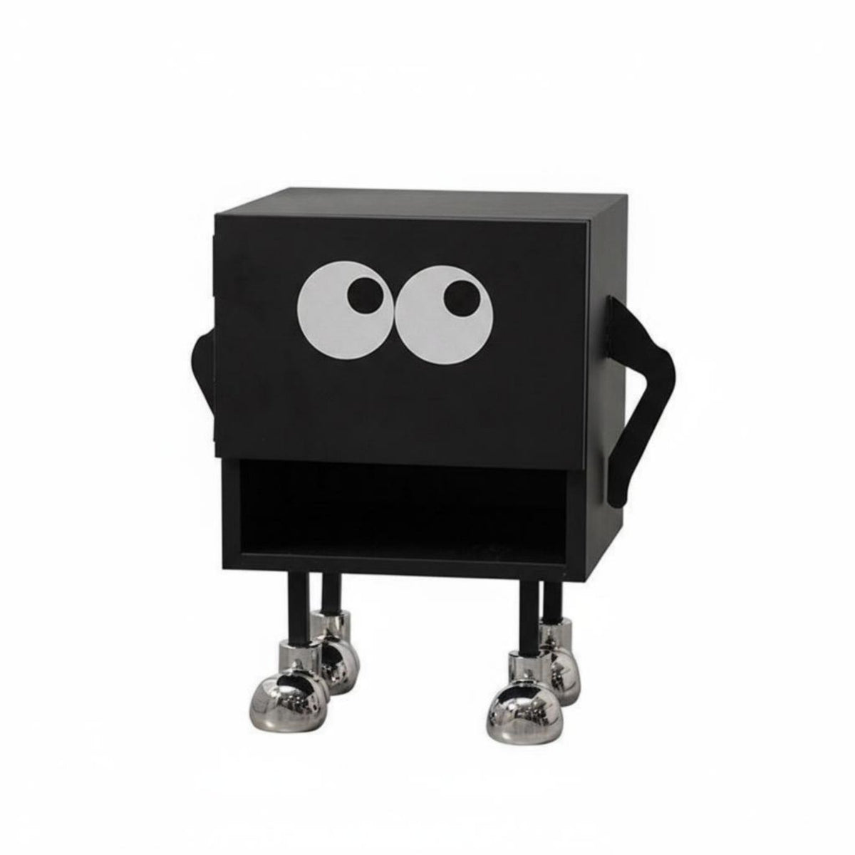 Long-Legged Robot-Shaped Nightstand playful design Bedside Table Narrow silhouette Side Cabinet Multi-Functional for Teens, Adults, Parents, Bedroom, Playroom, Living Room, Hallway