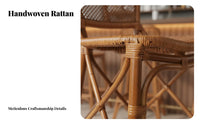 Solid Ash Wood Rattan Bar Stool Stable Structure French Design High Stool Vintage Casual Woven Back Counter Chair Space Saving for Cafe Owners, Homeowners, Interior Designers, Restaurant, Kitchen, Living Room